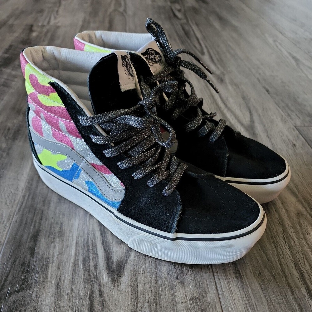 VANS SK8-HI Platform 2 Women's After Dark Camo Black Suede Size 8